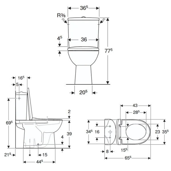 GEBERIT Selnova Monoblok WC šolja Simplon sa WC daskom