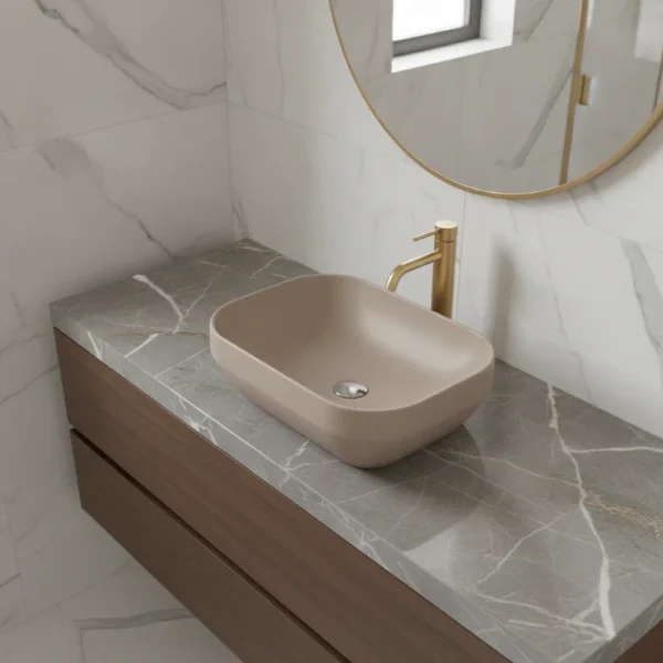 AXA Nadgradni četvrtasti Lavabo Decus 50x35 - Bež Mat