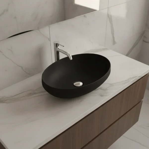 AXA Nadgradni ovalni Lavabo Decus Crni Mat 50×35