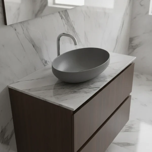 AXA nadgradni ovalni lavabo Decus Sivi Mat 50×35