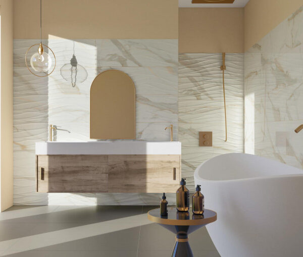 Pločice imitacija mermera Calacata Gold Brillo 30x90 - SJAJ