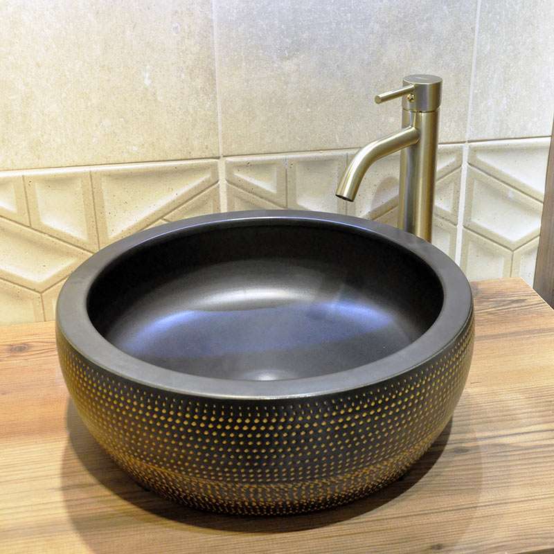 EGE nadgradni lavabo Marabela fi 42 Crno-Zlatni EGE nadgradni lavabo Marabela fi 42 Crno-Zlatni