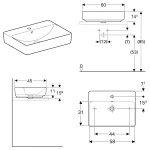GEBERIT Nadgradni Lavabo VariForm Četvrtasti 60×45 cm GEBERIT Nadgradni Lavabo VariForm Četvrtasti 60×45 cm