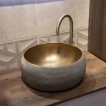 Nadgradni Lavabo MalaGold fi 41 cm Bež-Zlatni