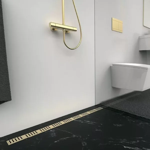 Zlatna Tuš Kanalica ALCA APZ10-550 BLACK BRASS – KOMPLET