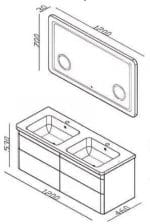 Dupli Lavabo sa Ormarićem EFES White 120x46 cm Dupli Lavabo sa Ormarićem EFES White 120x46 cm