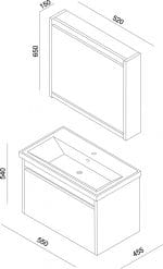 Lavabo sa Ormarićem MARS White 55x46 cm