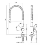 Baterija za sudoperu LEVEL sa tušem i oprugom Baterija za sudoperu LEVEL sa tušem i oprugom