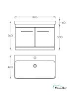 Lavabo sa ormarićem LUXOR 80x46 cm Vrata