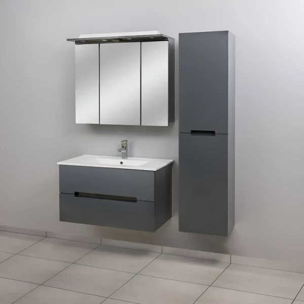 Ogledalo sa Ormarićem i rasvetom TIJANA Siva 90 cm