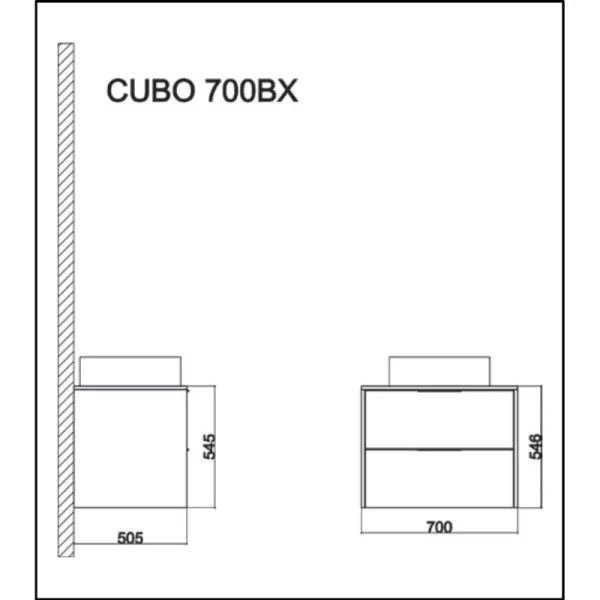 Toaletni Ormarić za Lavabo CUBO 70x50 cm (bez lavaboa)