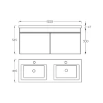 Dupli lavabo sa ormarićem RIO 120x44 cm