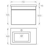 Lavabo sa ormarićem RIO 71x44 cm