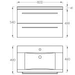 Lavabo sa ormarićem SIGMA 80x46 cm