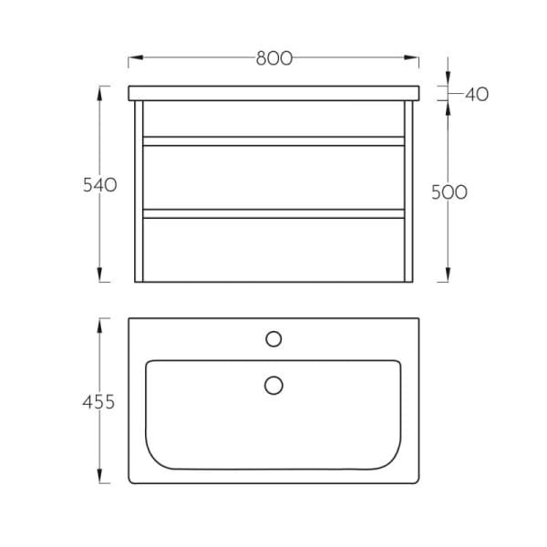 Lavabo sa ormarićem TOLEDO Light WOOD 80x46 cm Fioke