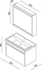 Ogledalo sa ormarićem MARS 55 cm