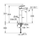 Visoka baterija za lavabo BAUEDGE NEW