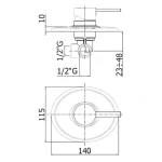 Ugradna baterija za tuš kadu BERRY bez prebacivača