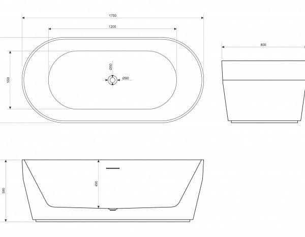 Samostojeća kada 170x80 GINGER Bela MAT