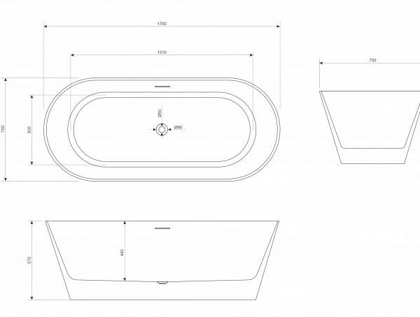 Samostojeća kada 170x75 JUDY Bela Sjaj