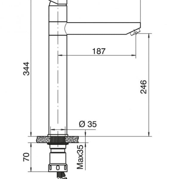 Visoka baterija za lavabo TUBO