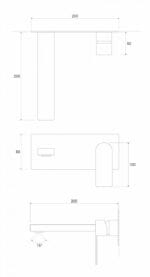 Ugradna baterija za lavabo Nook Brušeno Zlato