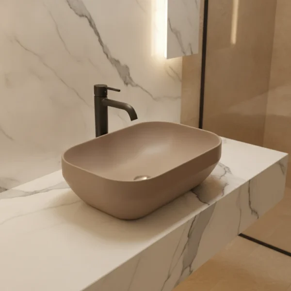 AXA Nadgradni četvrtasti Lavabo Decus 60x35 - Bež Mat