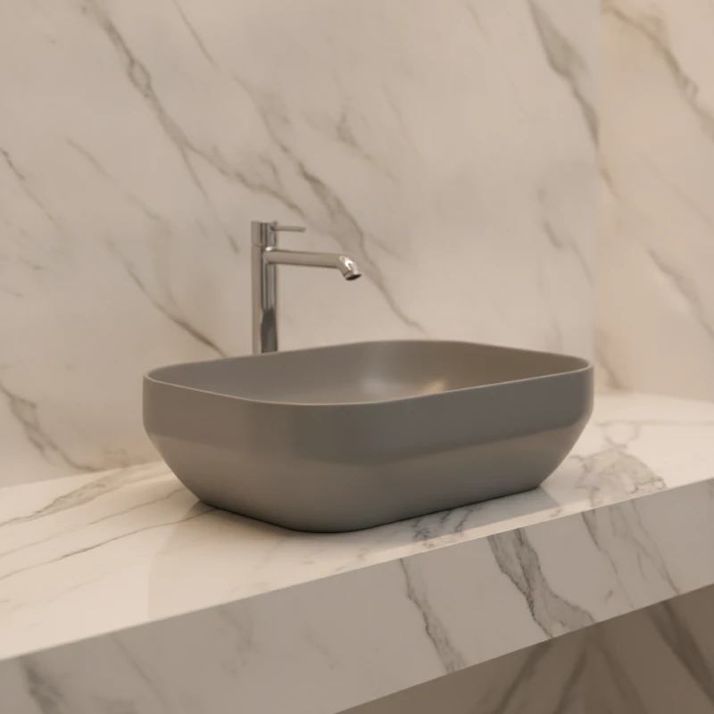 AXA Nadgradni četvrtasti Lavabo Decus 60×35 – Sivi Mat AXA Nadgradni četvrtasti Lavabo Decus 60×35 – Sivi Mat