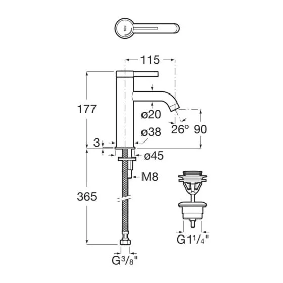 Baterija za lavabo ROCA Ona