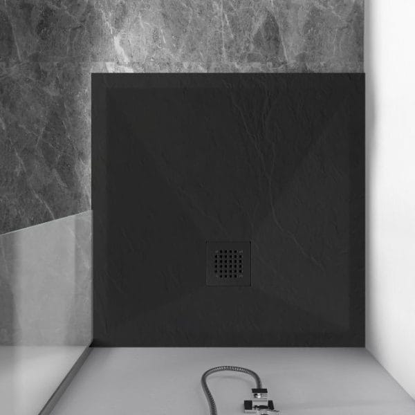 Tuš Kada Copen Slate 90x90 Black sa Inox rešetkom