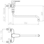 Švedska Baterija za Kadu i Lavabo INFINITY sa dugom lulom Švedska Baterija za Kadu i Lavabo INFINITY sa dugom lulom