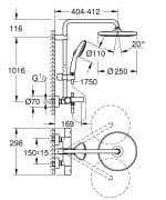 Usponska Termostatska Baterija GROHE Tempesta 250 sa izlivom