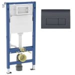 GEBERIT Ugradni Vodokotlić Duofix Basic sa DELTA 50 Square Crnom Sjaj Tipkom