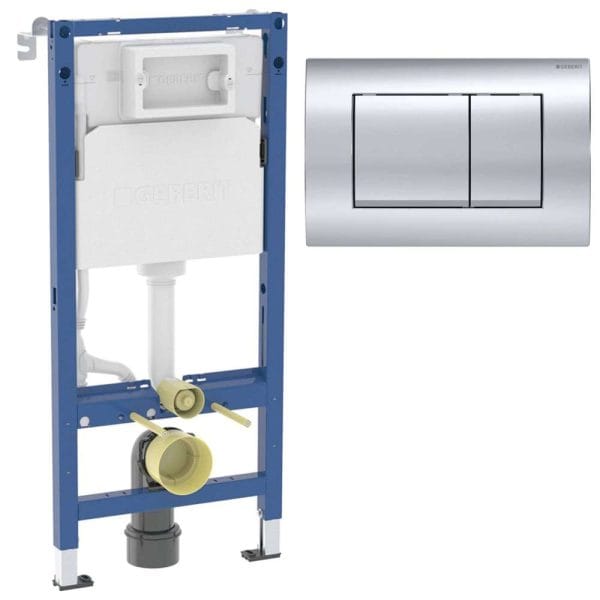 GEBERIT Ugradni Vodokotlić Duofix Basic sa DELTA 20 Square Hrom Sjaj Tipkom