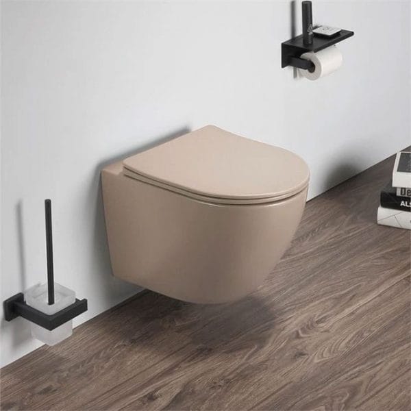 Bež WC šolja Konzolna Perla Cappuccino sa Slim Soft Close daskom