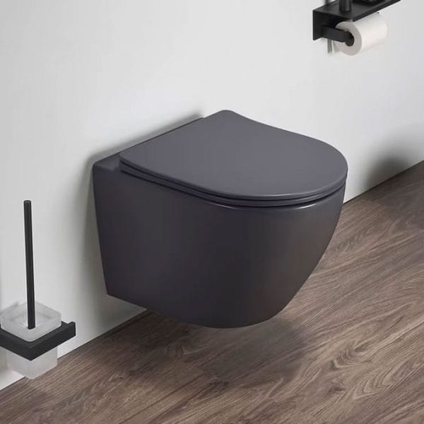 Siva WC šolja Konzolna Perla Dark Grey sa Slim Soft Close daskom