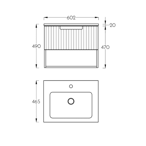 Ormarić za Lavabo PIEDRA White 60x46 Compact V bez lavaboa