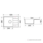 Granitna Sudopera MILO METRO 62x44 sa sifonom - Lava Stone