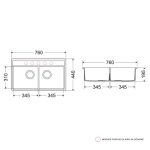 Granitna Sudopera MILO METRO 76x44 sa sifonom - Lava Stone DVODELNA