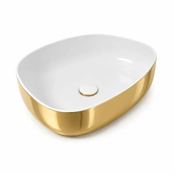 OLYMPIA Metamorfosi Nadgradni Lavabo Shapeless 55x42 - Zlatno Beli