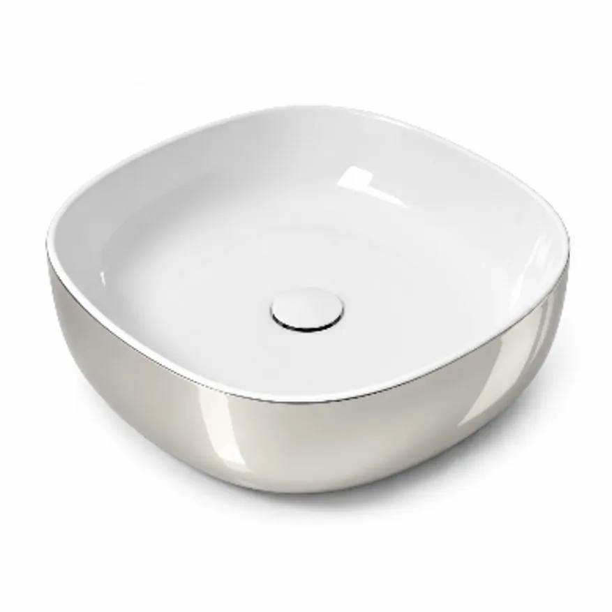 OLYMPIA Nadgradni Lavabo Metamorfosi 45x45 - Platinum Beli OLYMPIA Nadgradni Lavabo Metamorfosi 45x45 - Platinum Beli