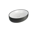 OLYMPIA Nadgradni Lavabo Metamorfosi 55x42 ovalni Crno-Beli OLYMPIA Nadgradni Lavabo Metamorfosi 55x42 ovalni Crno-Beli
