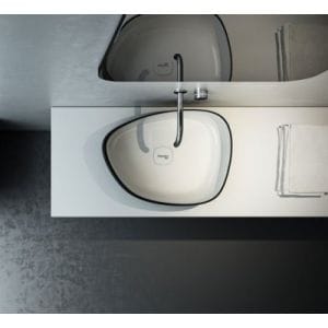 OLYMPIA Nadgradni Lavabo Metamorfosi 55x42 ovalni Crno-Beli