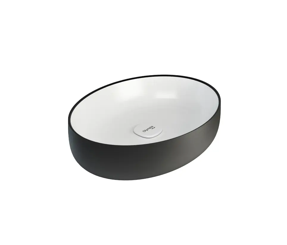 OLYMPIA Nadgradni Lavabo Metamorfosi 55x42 ovalni Crno-Beli OLYMPIA Nadgradni Lavabo Metamorfosi 55x42 ovalni Crno-Beli