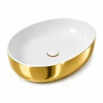 OLYMPIA Nadgradni Lavabo Metamorfosi 55x42 ovalni - Zlatno Beli OLYMPIA Nadgradni Lavabo Metamorfosi 55x42 ovalni - Zlatno Beli
