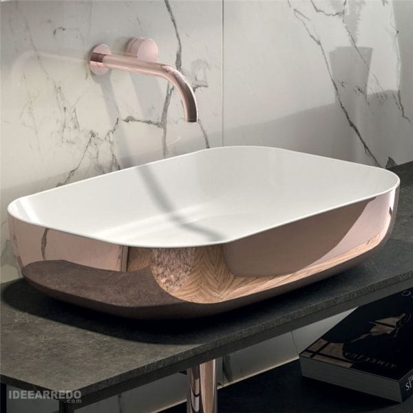 OLYMPIA Nadgradni Lavabo Metamorfosi 60x42 - Roze Zlato Beli