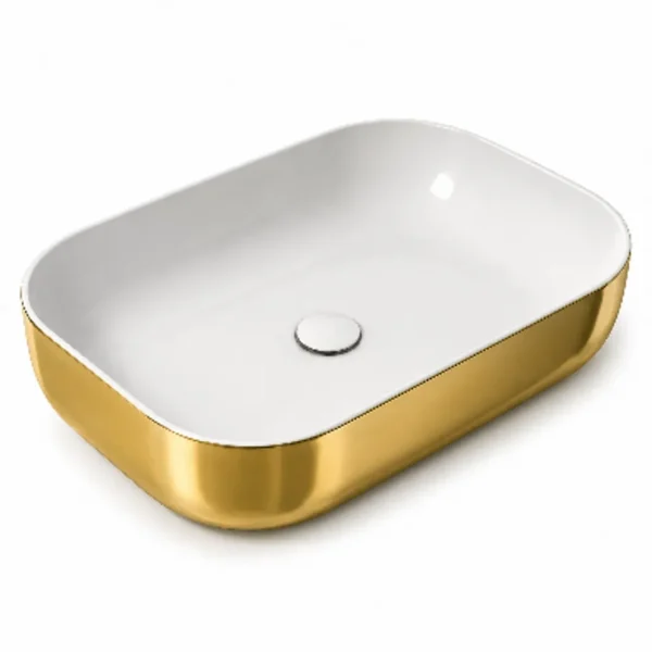 OLYMPIA Nadgradni Lavabo Metamorfosi 60x42 - Zlatno Beli