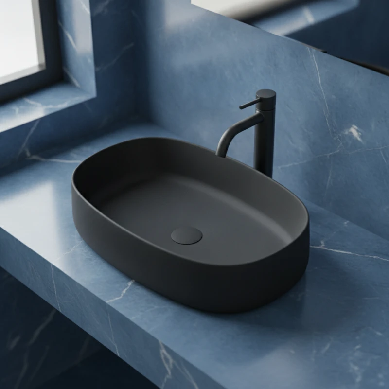 OLYMPIA Nadgradni Lavabo Wave 62x40 - Crni Mat OLYMPIA Nadgradni Lavabo Wave 62x40 - Crni Mat