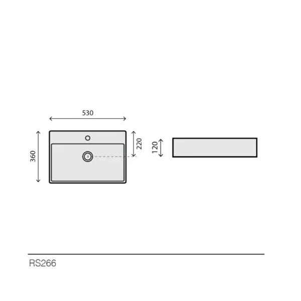 Rubicer SQUARE Nadgradni Lavabo 53x36 cm sa rupom