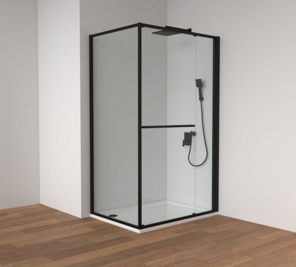Tuš Kabina 100x80 Atlas PRO 1V Black sa jednim kliznim vratima